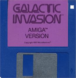 Cartridge artwork for Galactic Invasion on the Commodore Amiga.