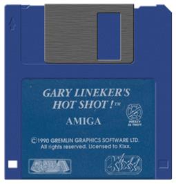 Cartridge artwork for Gary Lineker's Hot-shot! on the Commodore Amiga.
