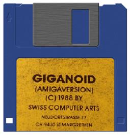 Cartridge artwork for Giganoid on the Commodore Amiga.