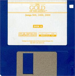 Cartridge artwork for Gold of the Aztecs on the Commodore Amiga.