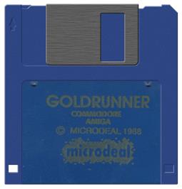 Cartridge artwork for Goldrunner on the Commodore Amiga.