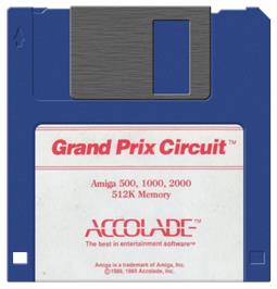 Cartridge artwork for Grand Prix Circuit on the Commodore Amiga.