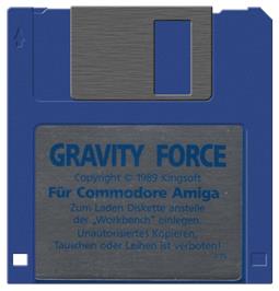Cartridge artwork for Gravity Force on the Commodore Amiga.