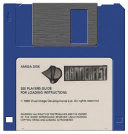 Cartridge artwork for Hammerfist on the Commodore Amiga.