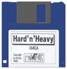 Cartridge artwork for Hard 'n Heavy on the Commodore Amiga.