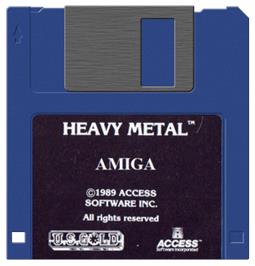 Cartridge artwork for Heavy Metal on the Commodore Amiga.