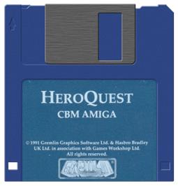 Cartridge artwork for HeroQuest on the Commodore Amiga.