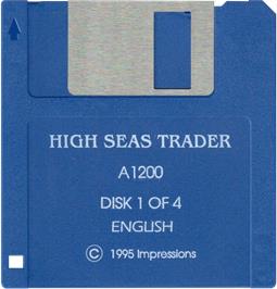 Cartridge artwork for High Seas Trader on the Commodore Amiga.