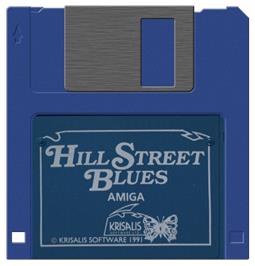 Cartridge artwork for Hill Street Blues on the Commodore Amiga.