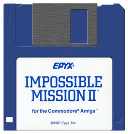 Cartridge artwork for Impossible Mission 2 on the Commodore Amiga.