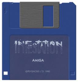 Cartridge artwork for Infestation on the Commodore Amiga.