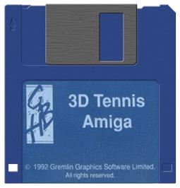 Cartridge artwork for International 3D Tennis on the Commodore Amiga.