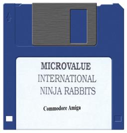 Cartridge artwork for International Ninja Rabbits on the Commodore Amiga.