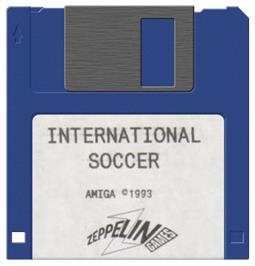Cartridge artwork for International Soccer (zeppelin) on the Commodore Amiga.