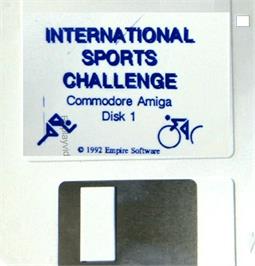 Cartridge artwork for International Sports Challenge on the Commodore Amiga.