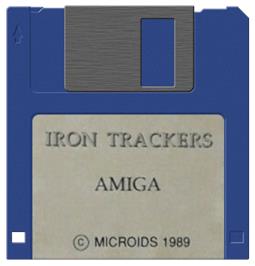 Cartridge artwork for Iron Trackers on the Commodore Amiga.