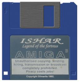 Cartridge artwork for Ishar: Legend of the Fortress on the Commodore Amiga.