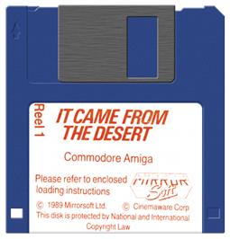 Cartridge artwork for It Came From The Desert on the Commodore Amiga.