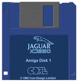 Cartridge artwork for Jaguar XJ220 on the Commodore Amiga.