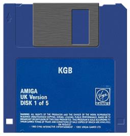 Cartridge artwork for KGB on the Commodore Amiga.