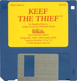 Cartridge artwork for Keef the Thief: A Boy and His Lockpick on the Commodore Amiga.