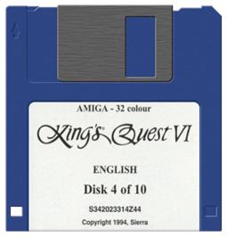 Cartridge artwork for King's Quest VI: Heir Today, Gone Tomorrow on the Commodore Amiga.