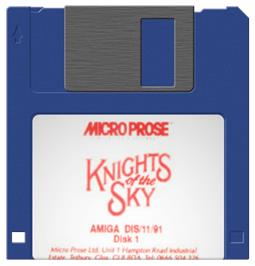 Cartridge artwork for Knights of the Sky on the Commodore Amiga.