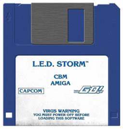Cartridge artwork for L.E.D. Storm on the Commodore Amiga.