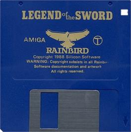Cartridge artwork for Legend of the Sword on the Commodore Amiga.
