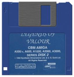 Cartridge artwork for Legends of Valour on the Commodore Amiga.