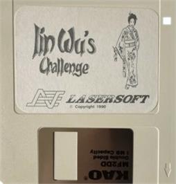 Cartridge artwork for Lin Wu's Challenge on the Commodore Amiga.