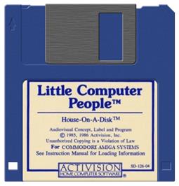 Cartridge artwork for Little Computer People on the Commodore Amiga.