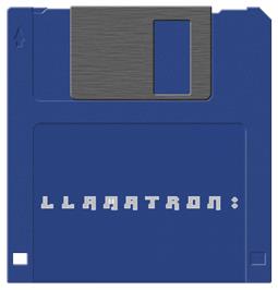 Cartridge artwork for Llamatron: 2112 on the Commodore Amiga.