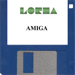Cartridge artwork for Lorna on the Commodore Amiga.