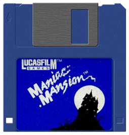 Cartridge artwork for Maniac Mansion on the Commodore Amiga.