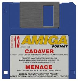 Cartridge artwork for Menace on the Commodore Amiga.