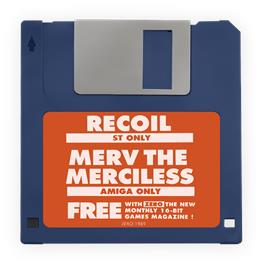 Cartridge artwork for Merv The Merciless on the Commodore Amiga.
