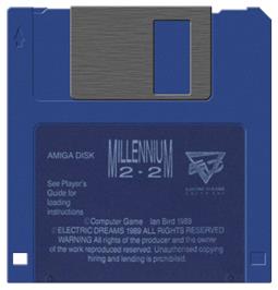 Cartridge artwork for Millennium 2.2 on the Commodore Amiga.