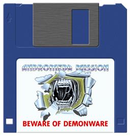 Cartridge artwork for Mission Andromeda on the Commodore Amiga.