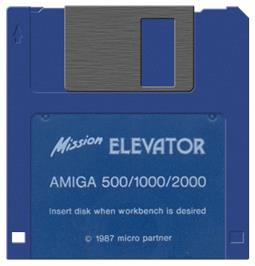 Cartridge artwork for Mission Elevator on the Commodore Amiga.