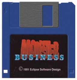 Cartridge artwork for Monster Business on the Commodore Amiga.
