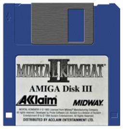 Cartridge artwork for Mortal Kombat 2 on the Commodore Amiga.