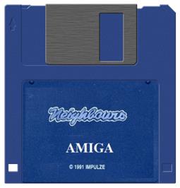 Cartridge artwork for Neighbours on the Commodore Amiga.