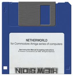 Cartridge artwork for Netherworld on the Commodore Amiga.
