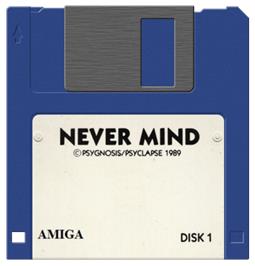 Cartridge artwork for Never Mind on the Commodore Amiga.