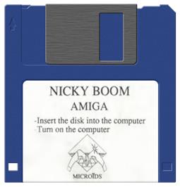 Cartridge artwork for Nicky Boom on the Commodore Amiga.