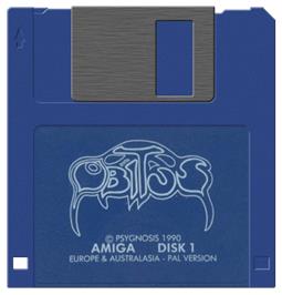 Cartridge artwork for Obitus on the Commodore Amiga.