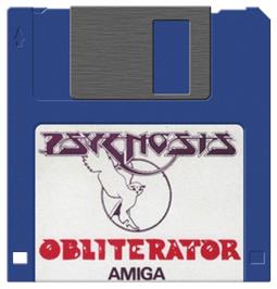 Cartridge artwork for Obliterator on the Commodore Amiga.