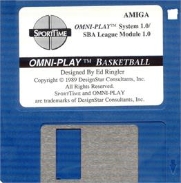 Cartridge artwork for Omni-Play Basketball on the Commodore Amiga.
