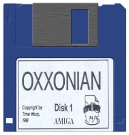 Cartridge artwork for Oxxonian on the Commodore Amiga.